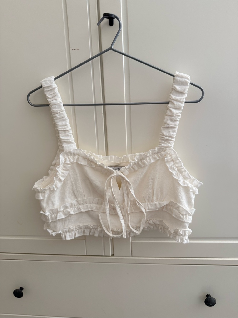 Ruffled Tie-Front White Crop Top